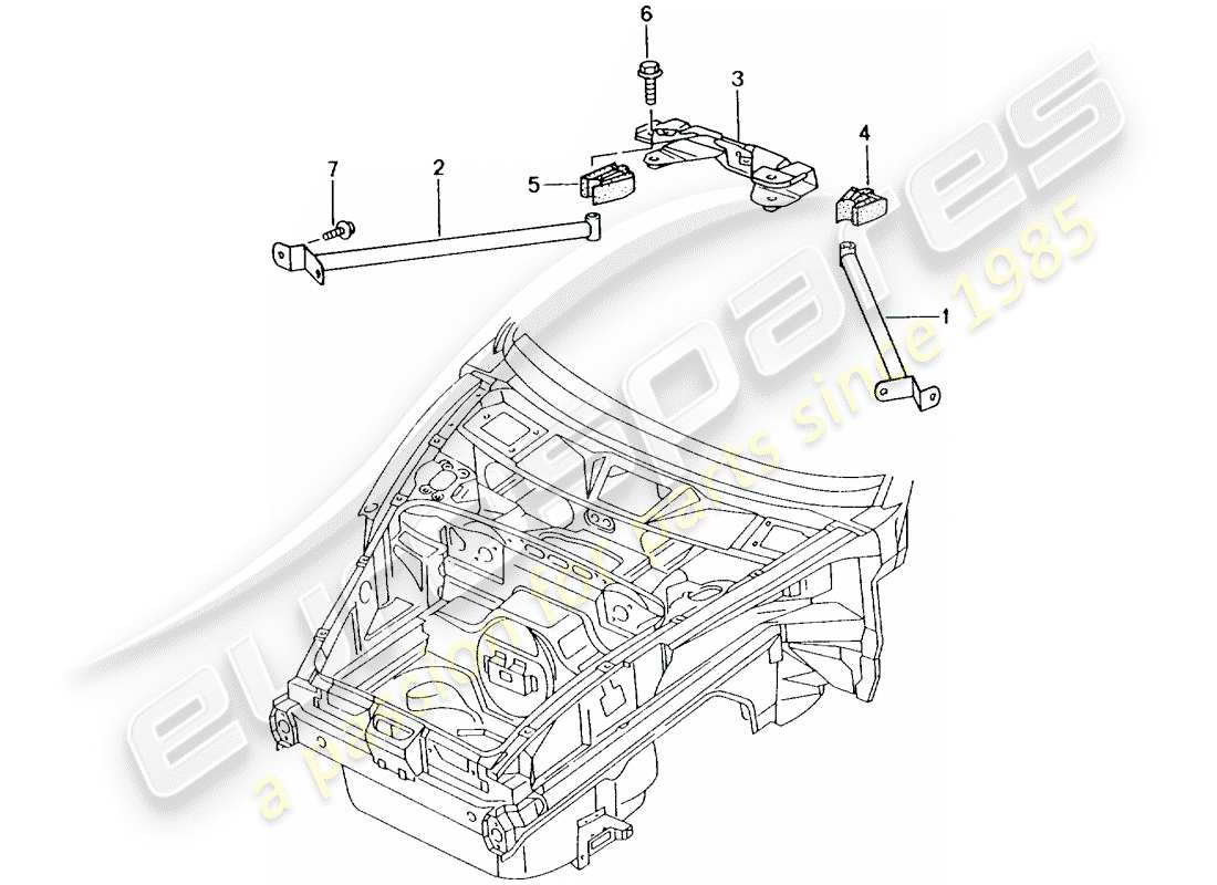 porsche 2003 (996 turbo / gt2) dome strut part diagram