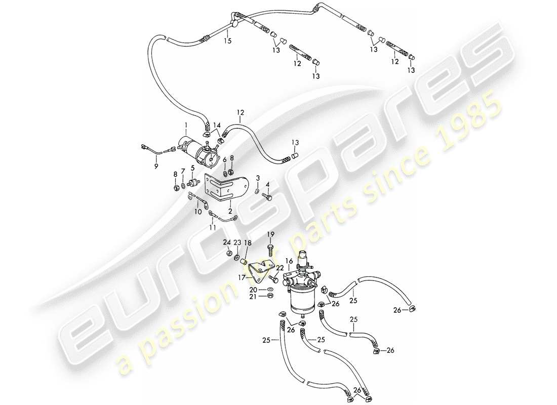 porsche 1965 (911/912) fuel pump - (hardi) - and - fuel filter - d - mj 1969>> part diagram