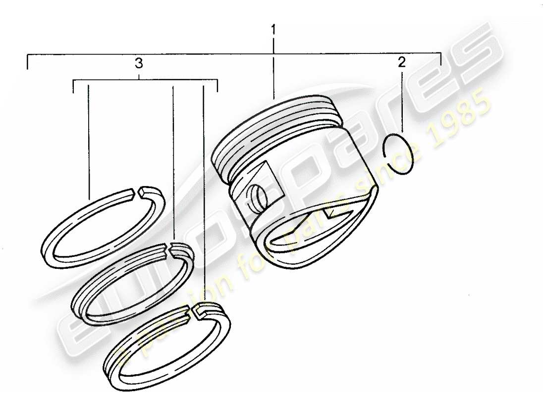 porsche 1989 (928) piston - piston rings part diagram