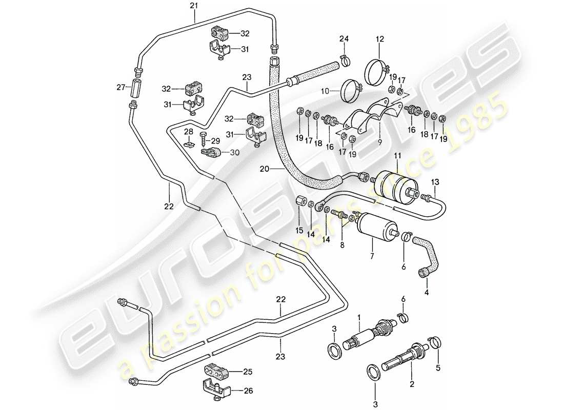 porsche 1989 (928) fuel system part diagram