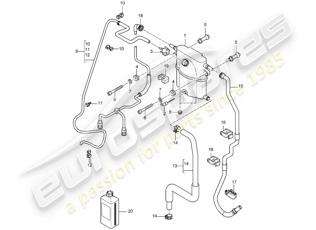 porsche 2005 (carrera gt) water cooling 3 - fluid container part diagram