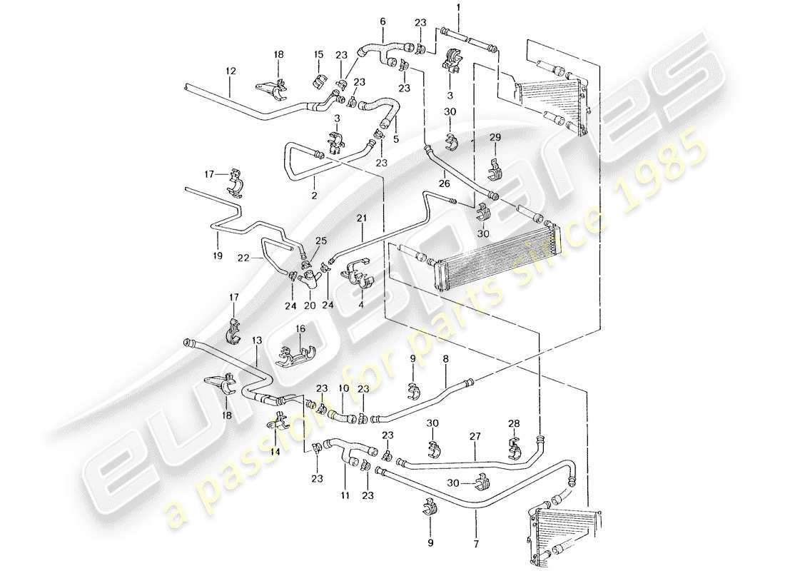 porsche 2005 (996 turbo / gt2) water cooling 2 parts diagram