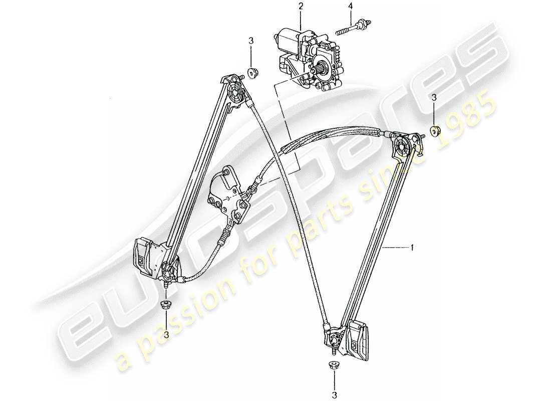 porsche 2005 (996) window regulator part diagram