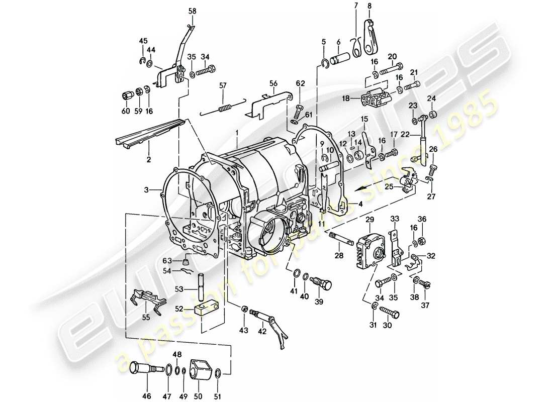 porsche 928 (1986) automatic transmission - transmission case - 2 - d - mj 1983>> - mj 1983 part diagram