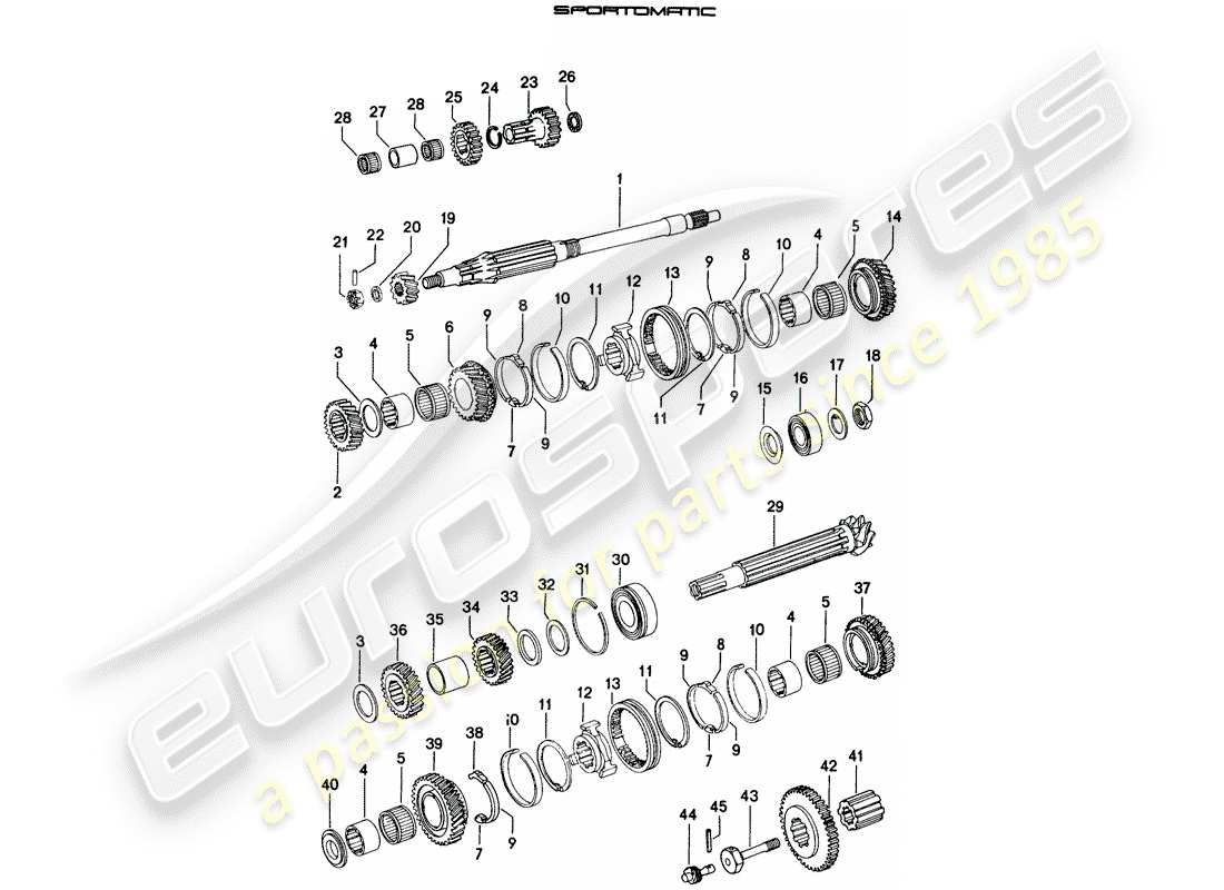 porsche 1974 (914) gears and shafts part diagram