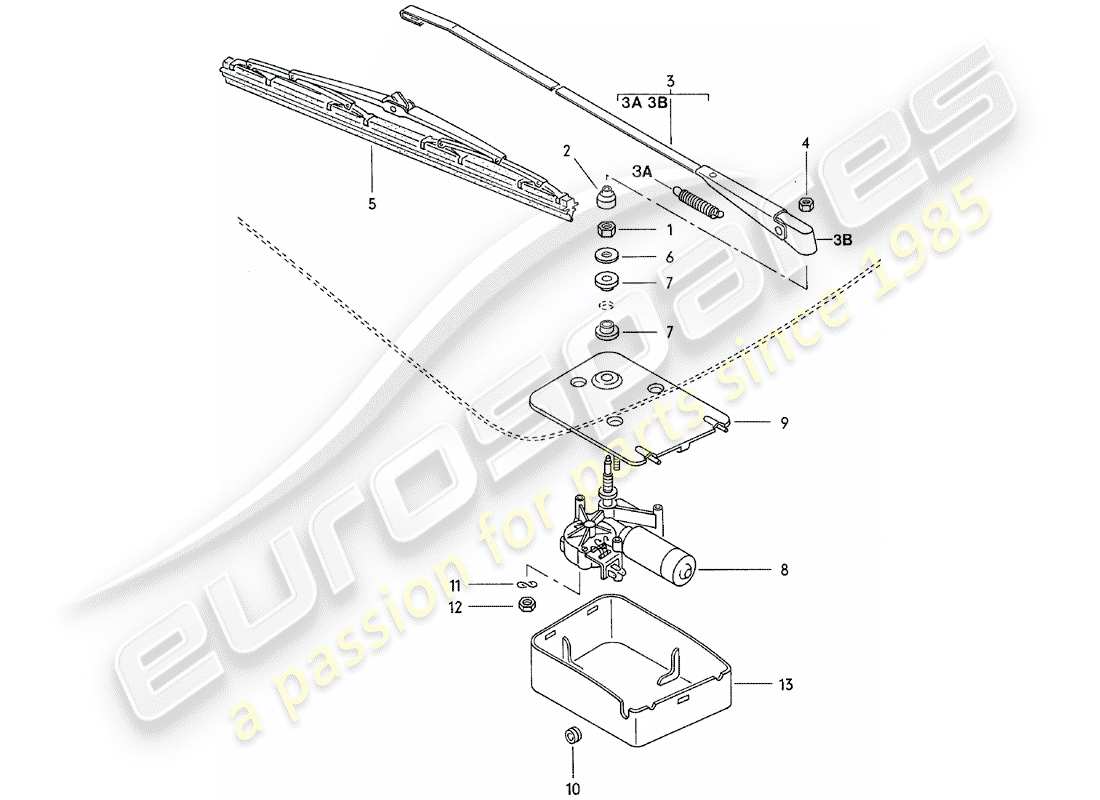 porsche 1981 (924) rear window wiper part diagram