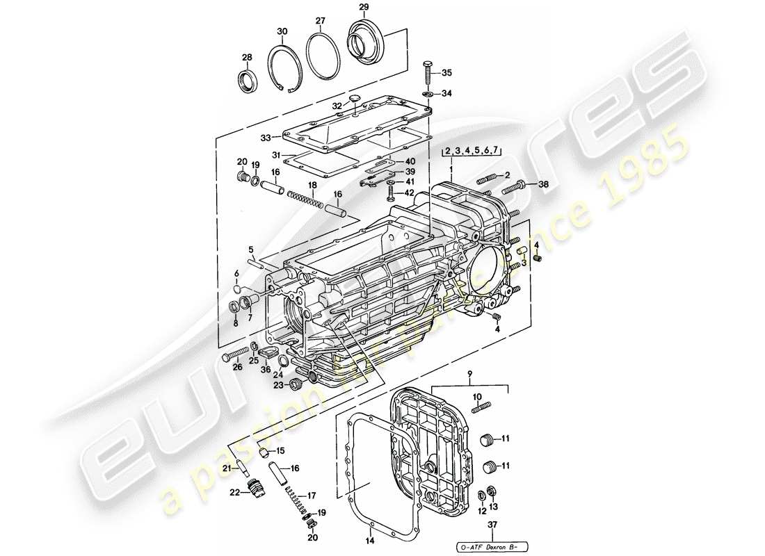 porsche 1982 (928) replacement transmission - transmission case - manual gearbox part diagram