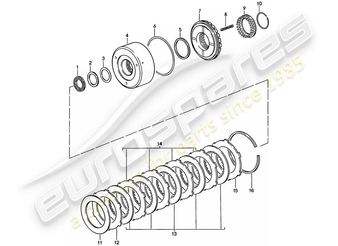 porsche 1983 (928) automatic transmission - clutch - k 1 part diagram