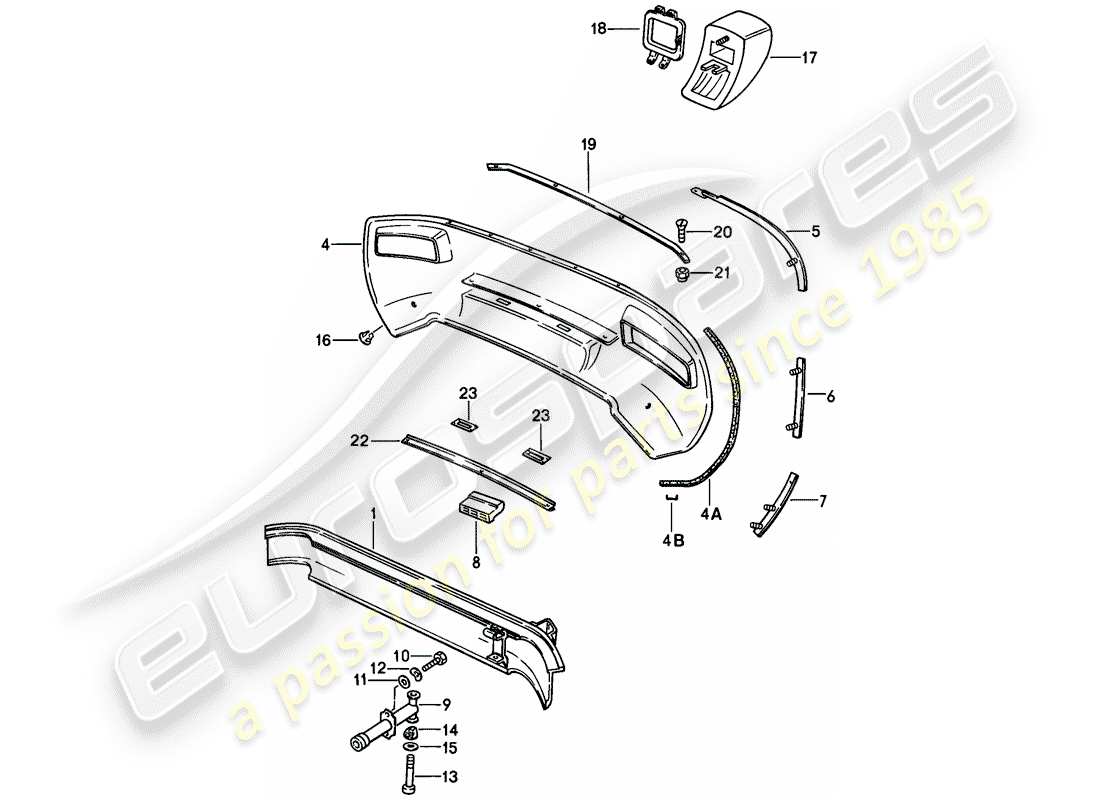 porsche 1981 (928) bumper part diagram