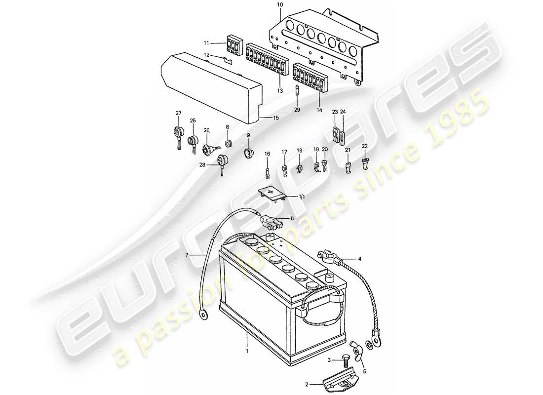 porsche 1977 (911) battery - plate part diagram