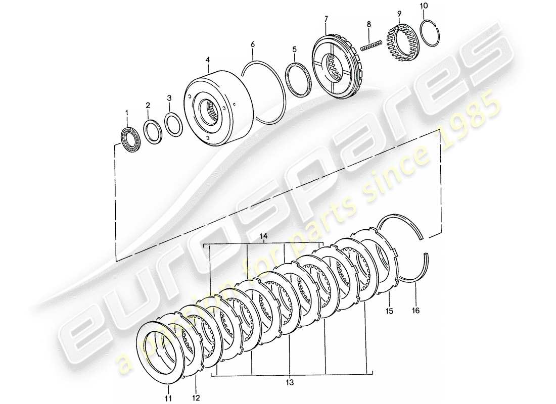 porsche 1987 (928) automatic transmission - clutch - k 1 part diagram