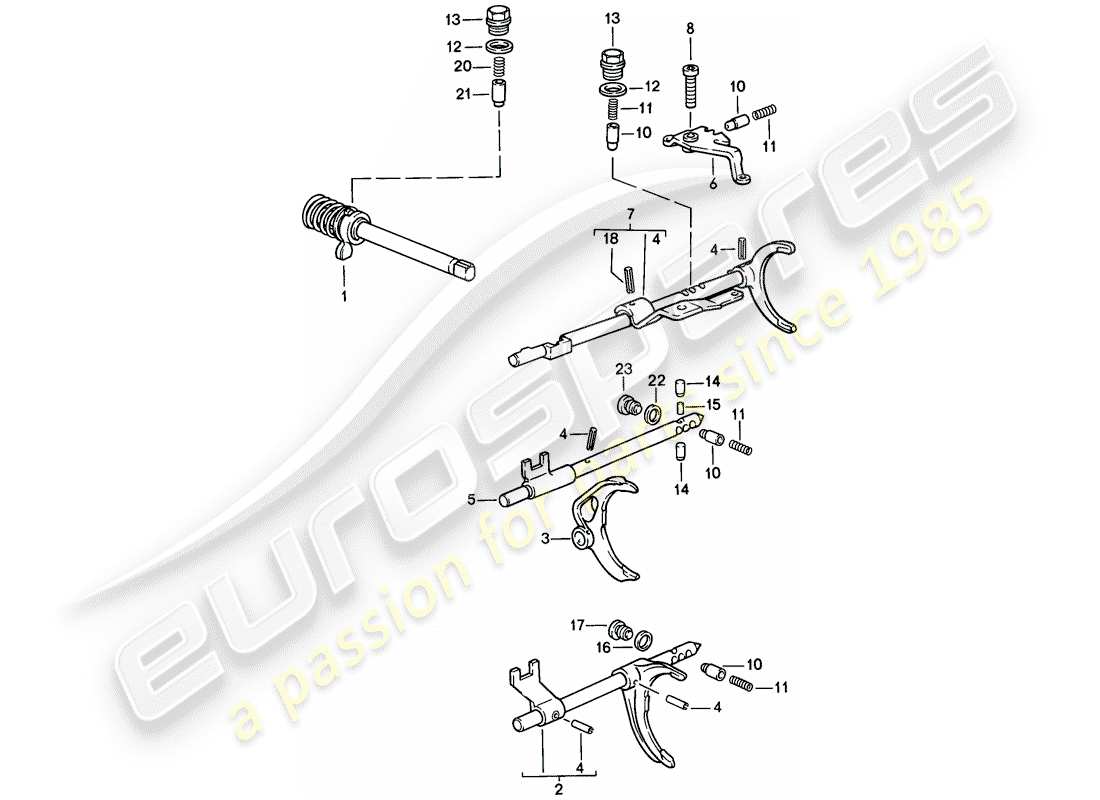 porsche 1986 (944) transmission control - - manual gearbox parts diagram