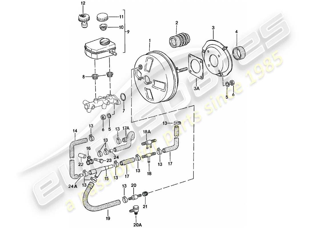 porsche 1981 (924) brake booster - reservoir part diagram