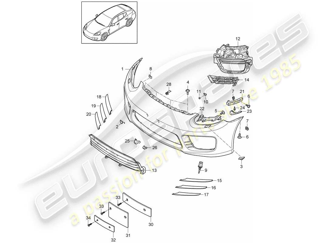 porsche 2011 (panamera 970) bumper part diagram