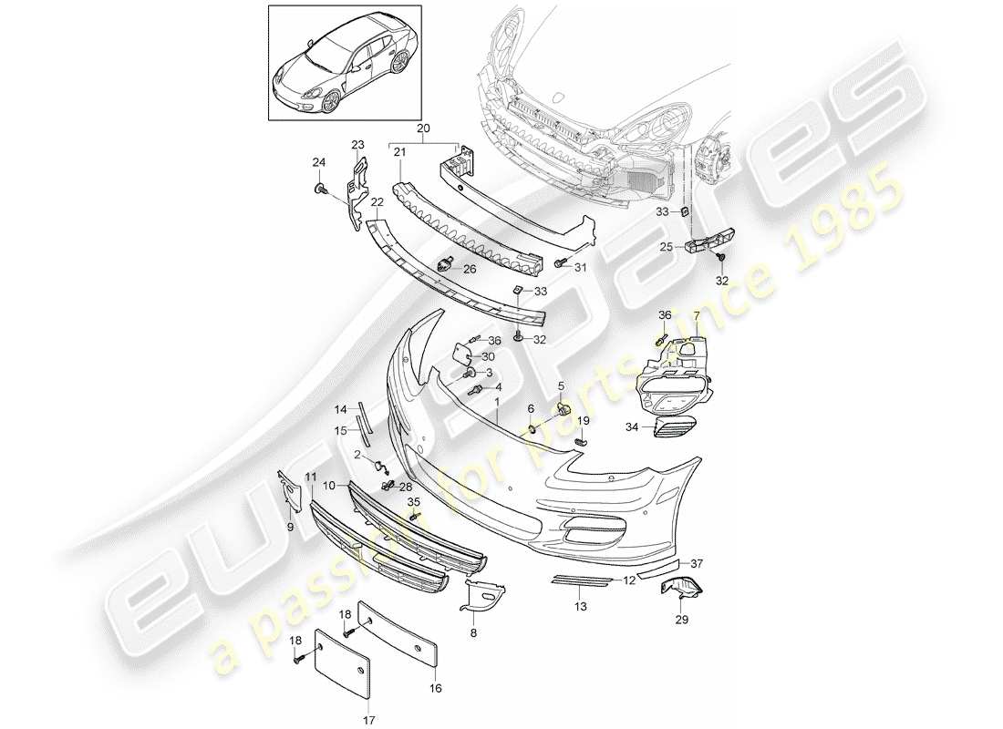 porsche 2014 (panamera 970) bumper part diagram