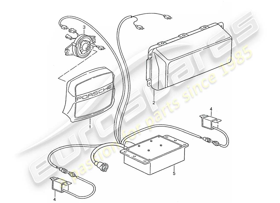 porsche 1990 (928) airbag - switch unit - d - mj 1990>> part diagram