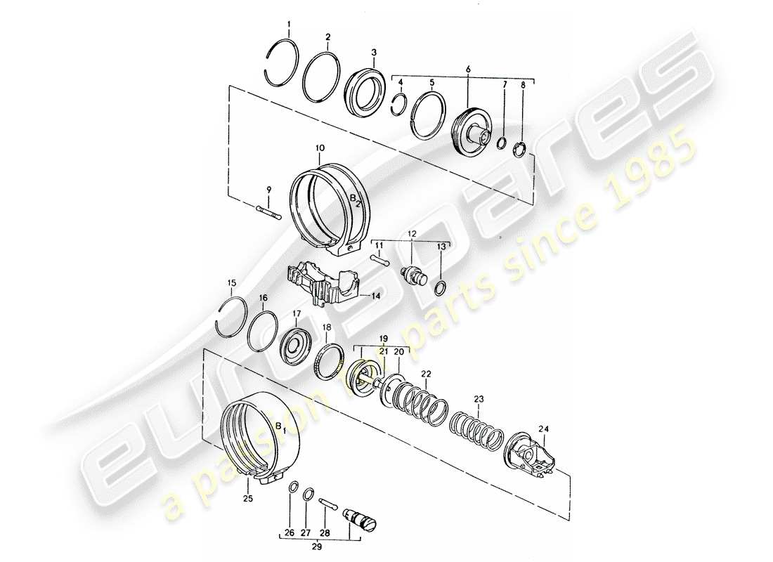 porsche 1995 (928) automatic transmission - brake bands part diagram