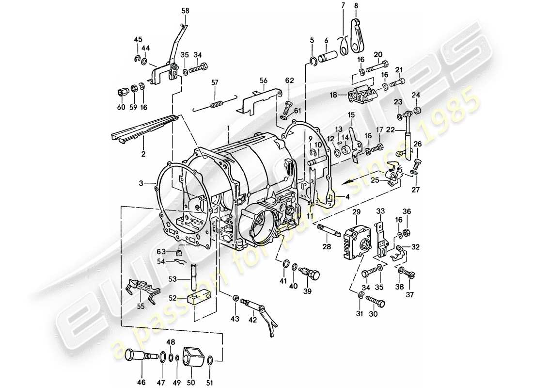 porsche 1985 (928) automatic transmission - transmission case - 2 - d - mj 1983>> - mj 1983 part diagram