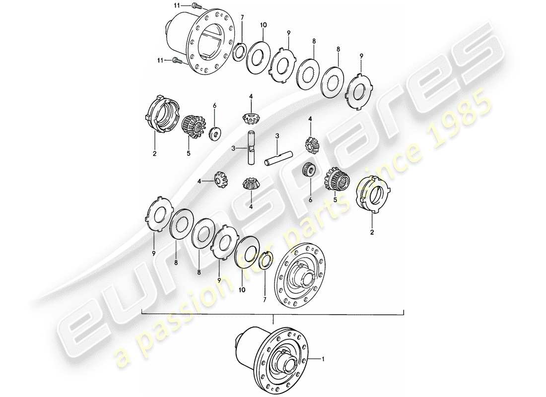 porsche 1980 (928) limited slip differential - manual gearbox parts diagram