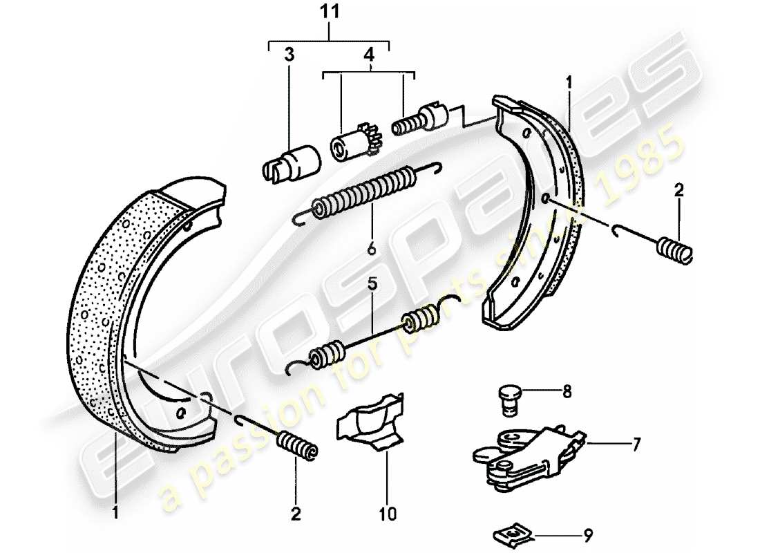 porsche 1986 (944) handbrake parts diagram