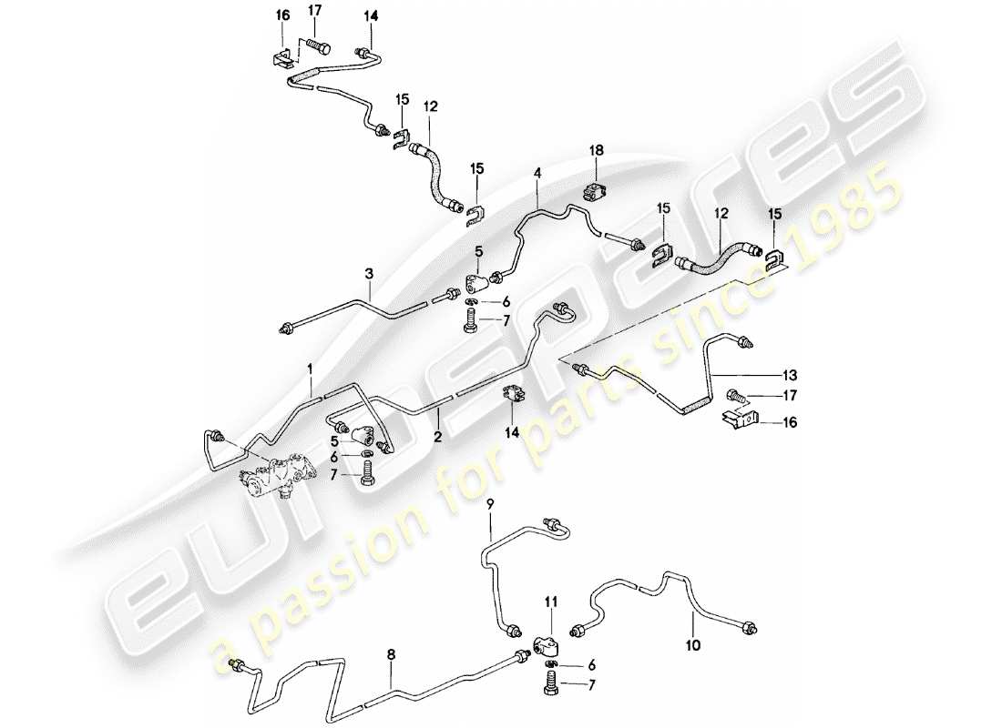 porsche 1983 (924) brake lines part diagram
