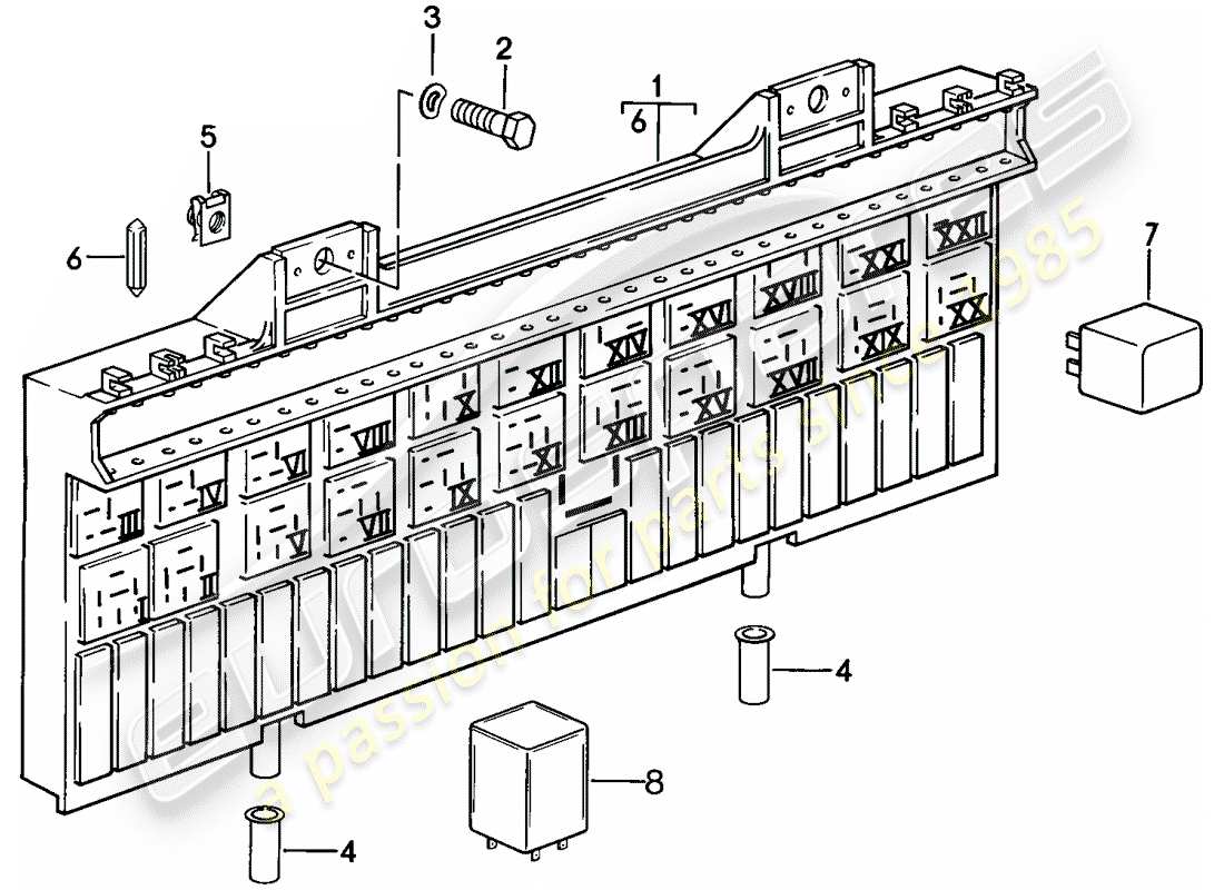porsche 928 (1986) fuse box/relay plate - relay - fuse - d >> - mj 1984 part diagram