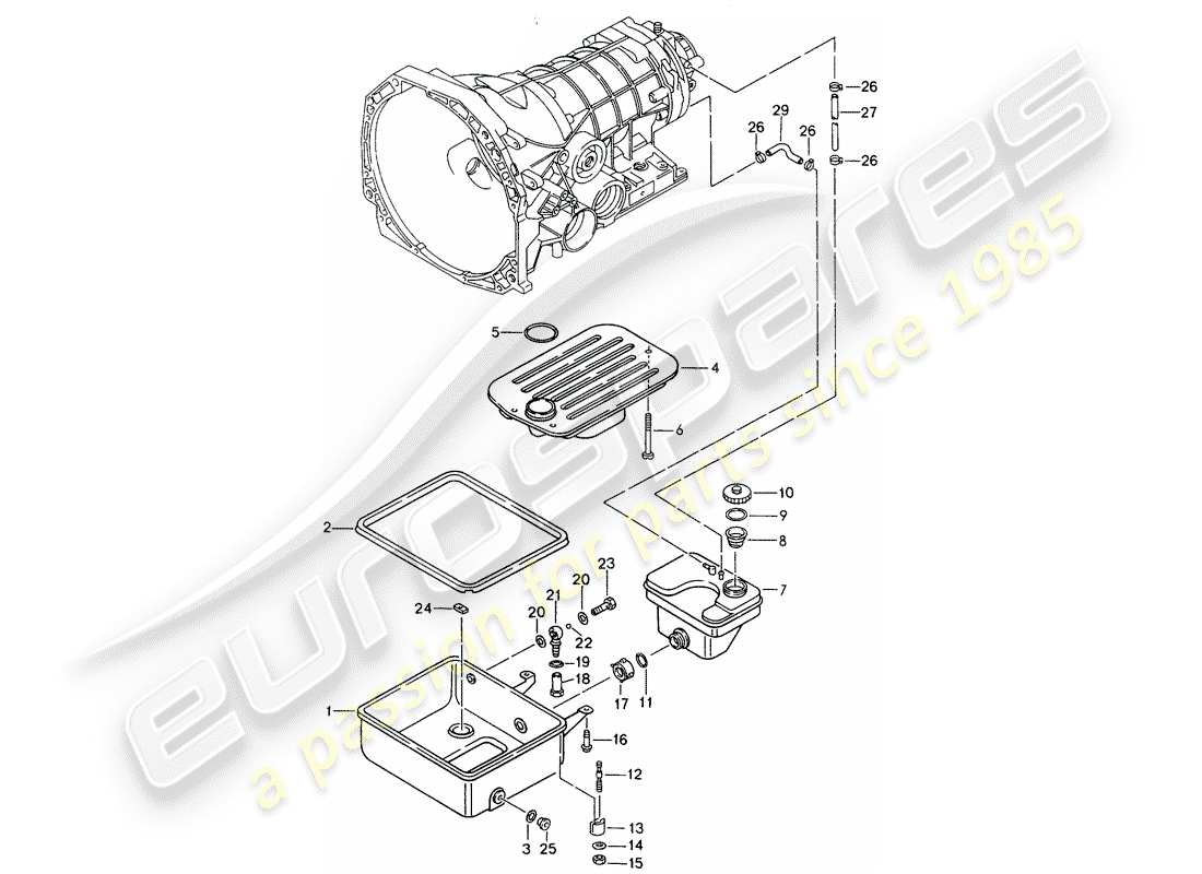 porsche 1994 (968) tiptronic - oil pan - oil strainer parts diagram