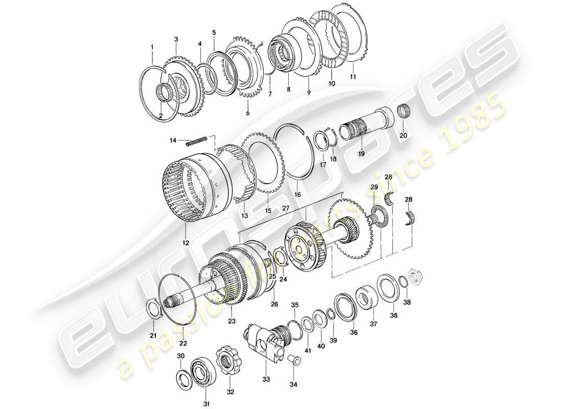 porsche 1979 (928) gears and shafts - 2 - automatic transmission part diagram