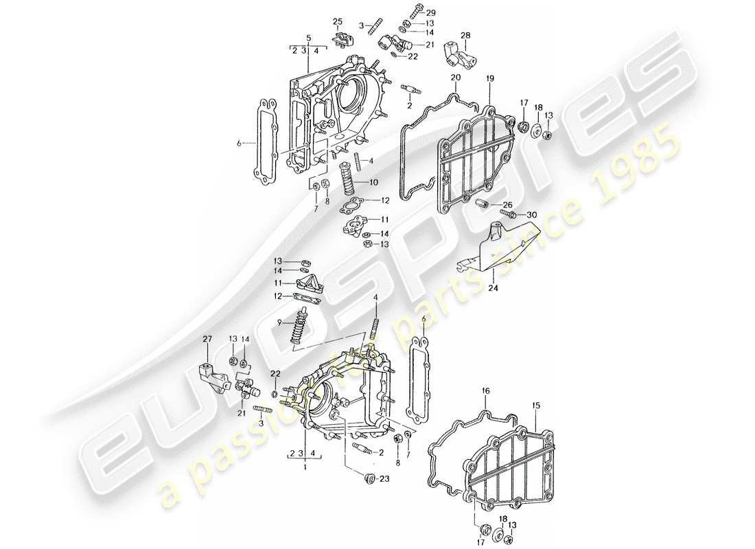 porsche 1998 (993) chain case - tensioner - chain part diagram