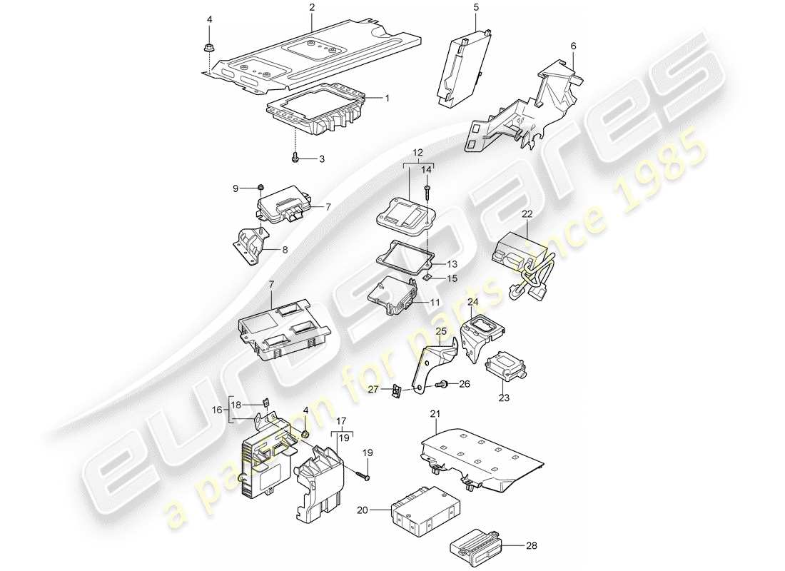 porsche 2008 (997-1 turbo / gt2) control units parts diagram