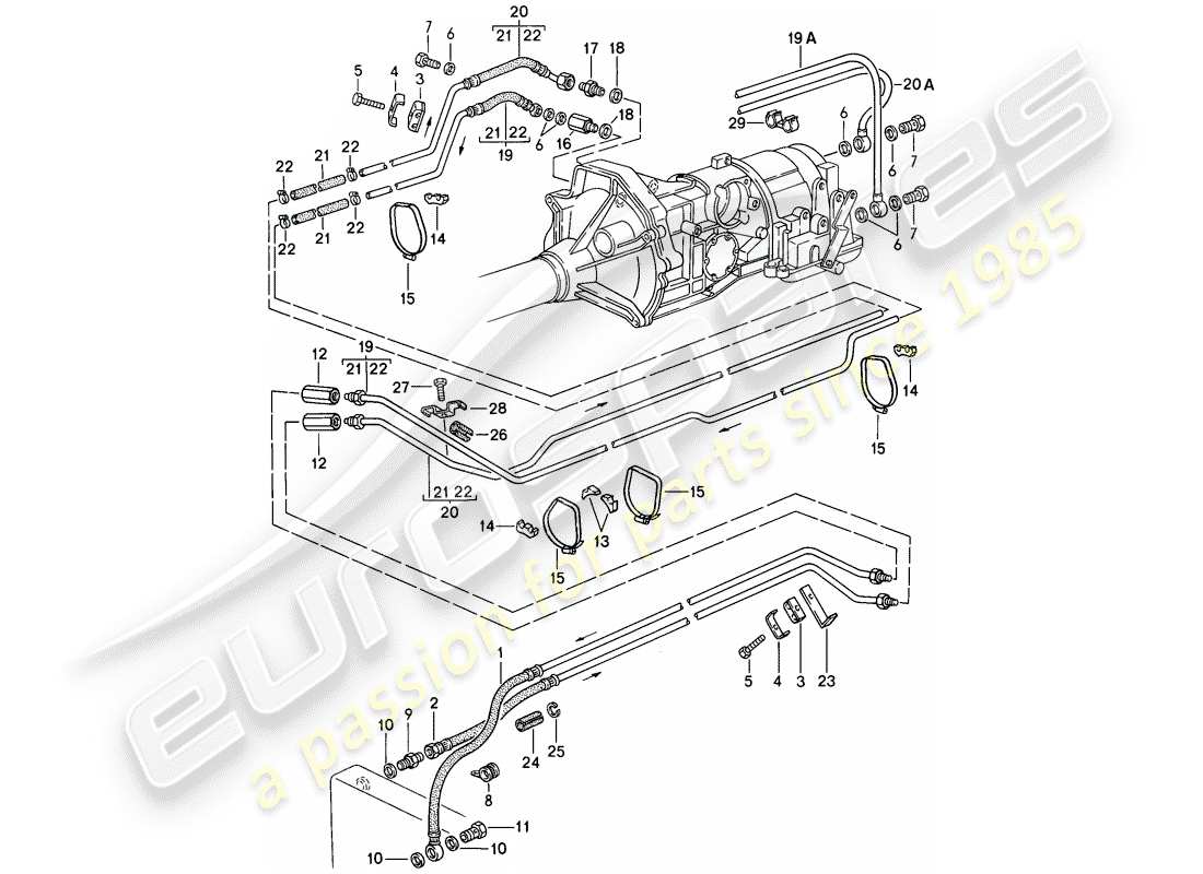 porsche 1988 (944) oil cooling - automatic transmission parts diagram