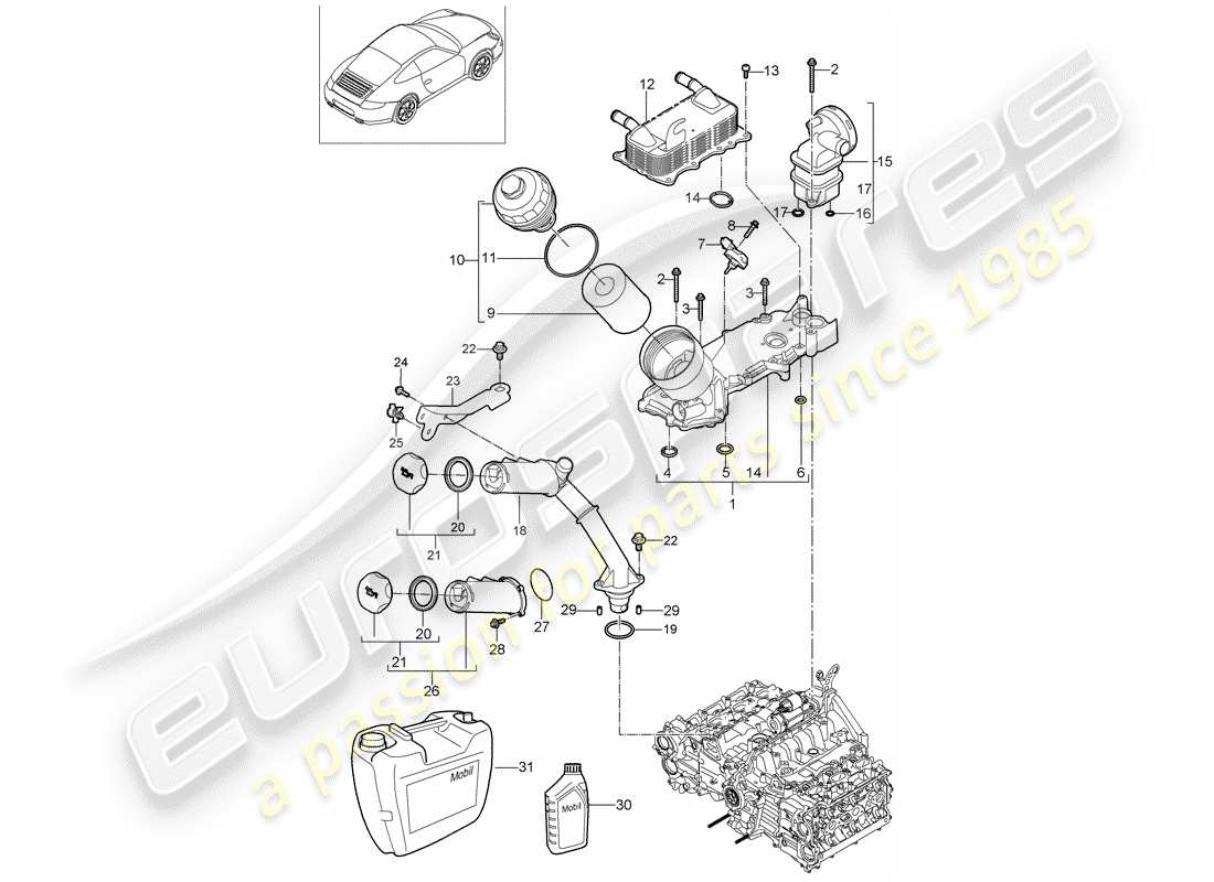 porsche 2009 (997-2) engine lubrication part diagram