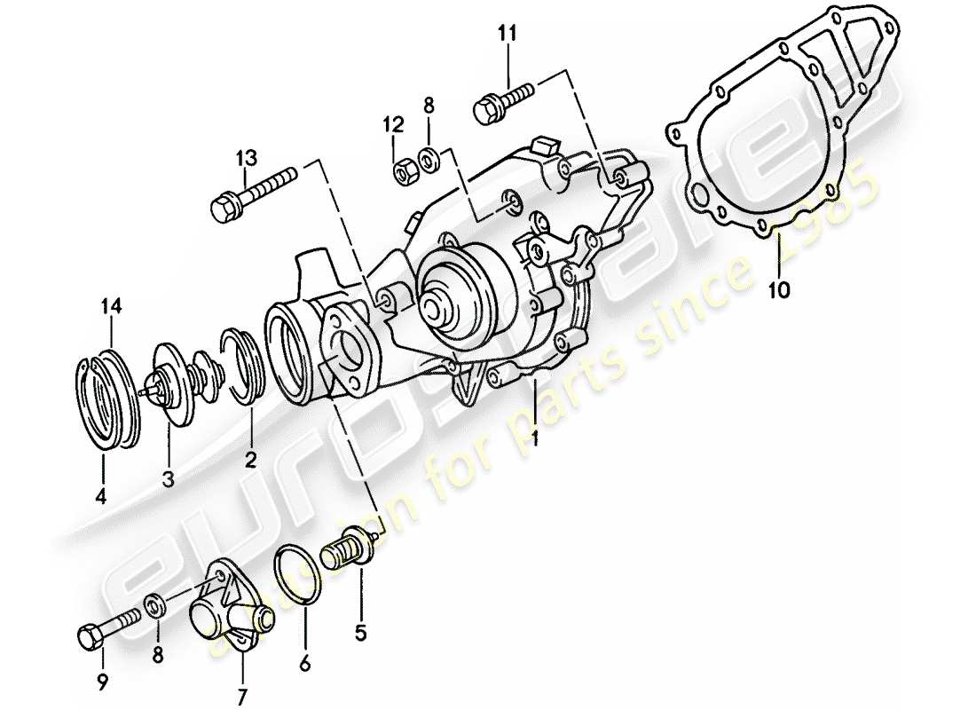 porsche 1988 (944) water pump part diagram