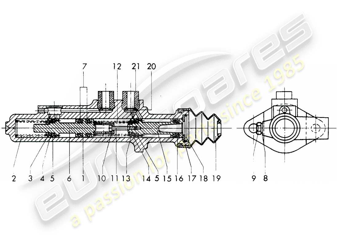 porsche 1965 (911/912) brake master cylinder - $ 19,05 - without: - warning function - single parts - d - mj 1969>> - mj 1969 part diagram
