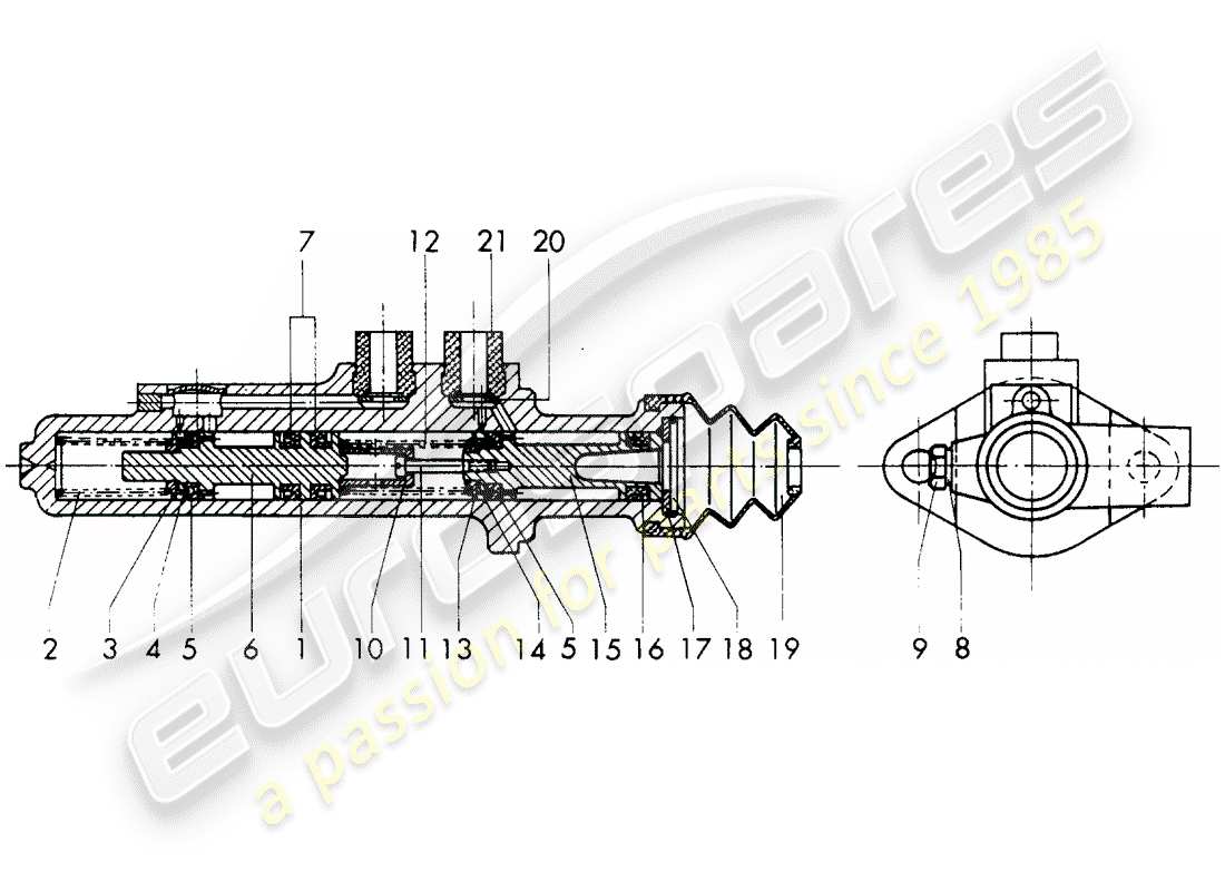 porsche 911/912 (1965) brake master cylinder - $ 19,05 - without: - warning function - single parts - d - mj 1969>> - mj 1969 parts diagram