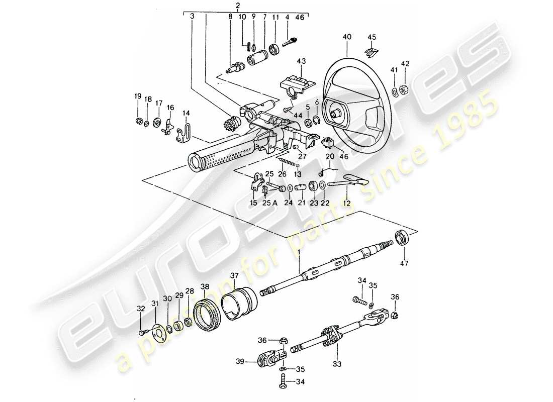 porsche 1989 (928) steering parts - steering wheel - airbag - d - mj 1990>> part diagram