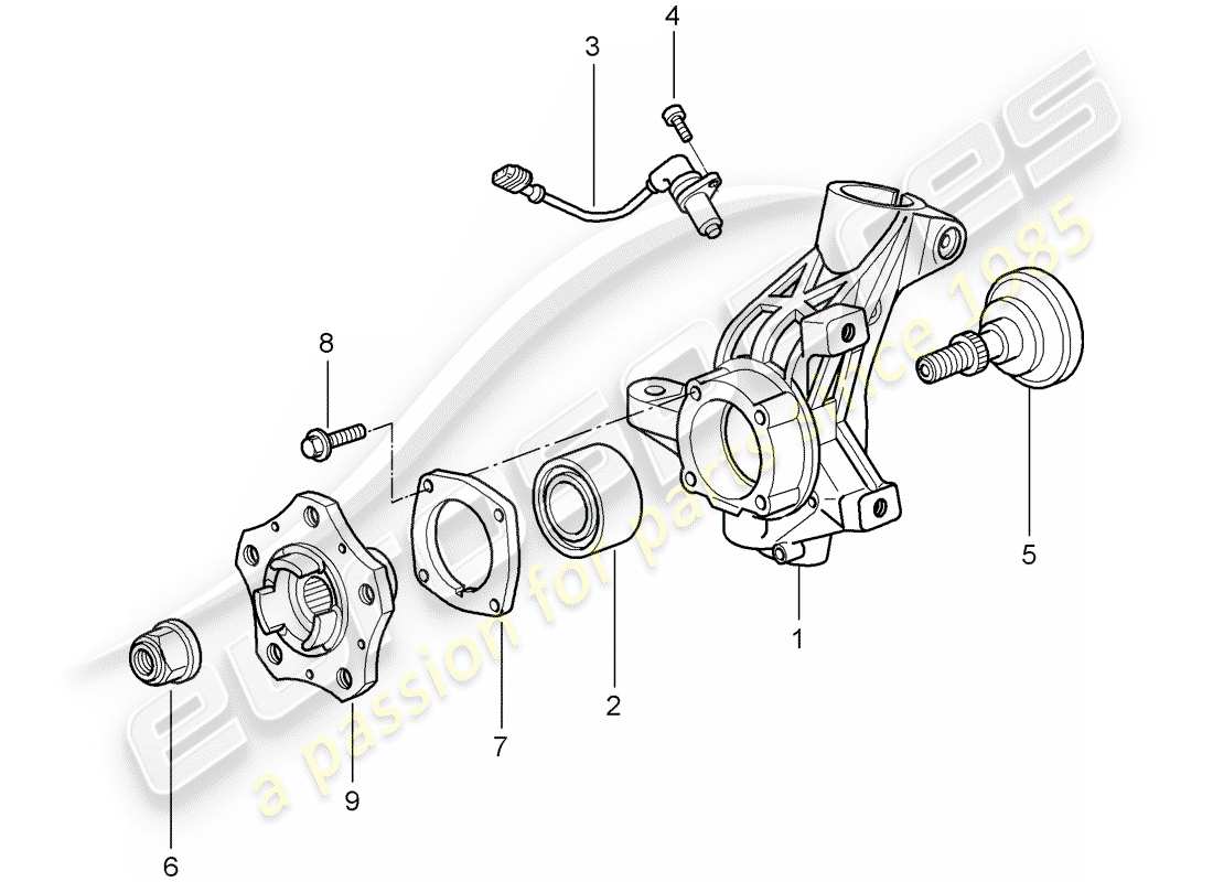 porsche 2007 (997-1 turbo / gt2) wheel carrier parts diagram