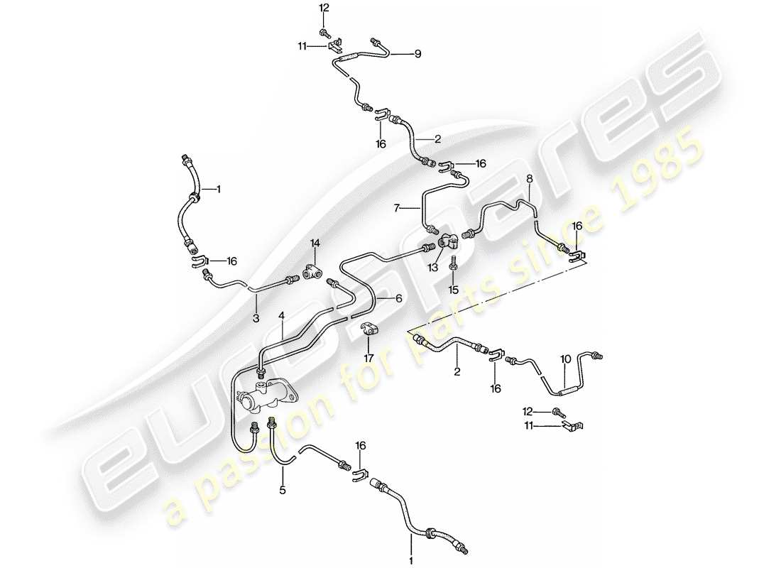 porsche 1986 (924s) brake lines part diagram