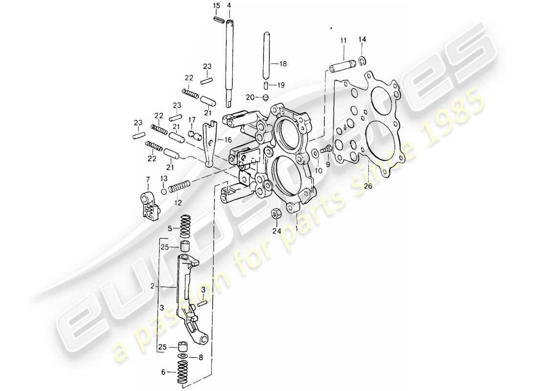 porsche 1990 (964) tensioning plate - shift control lock device parts diagram