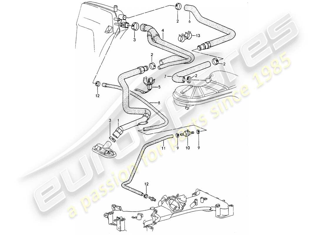 porsche 1994 (964) crankcase - bleeding parts diagram