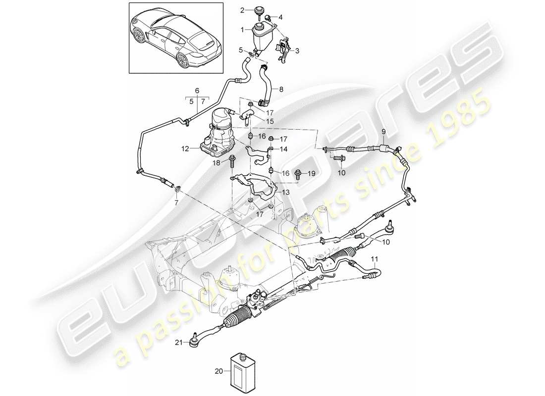 porsche panamera 970 (2015) power steering part diagram