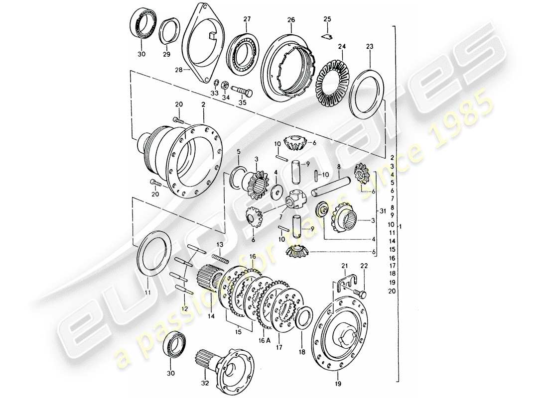porsche 1992 (928) automatic transmission - porsche - limited slip differential part diagram