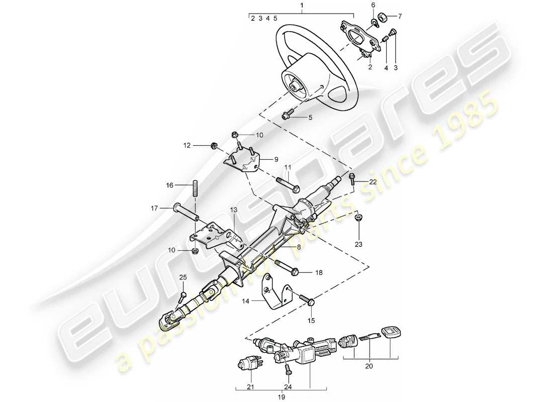 porsche carrera gt (2005) steering wheels - steering column - intermediate steering shaft part diagram