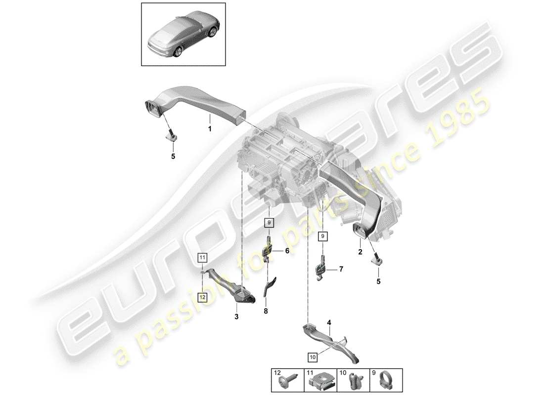 porsche panamera 971 (2018) air duct parts diagram