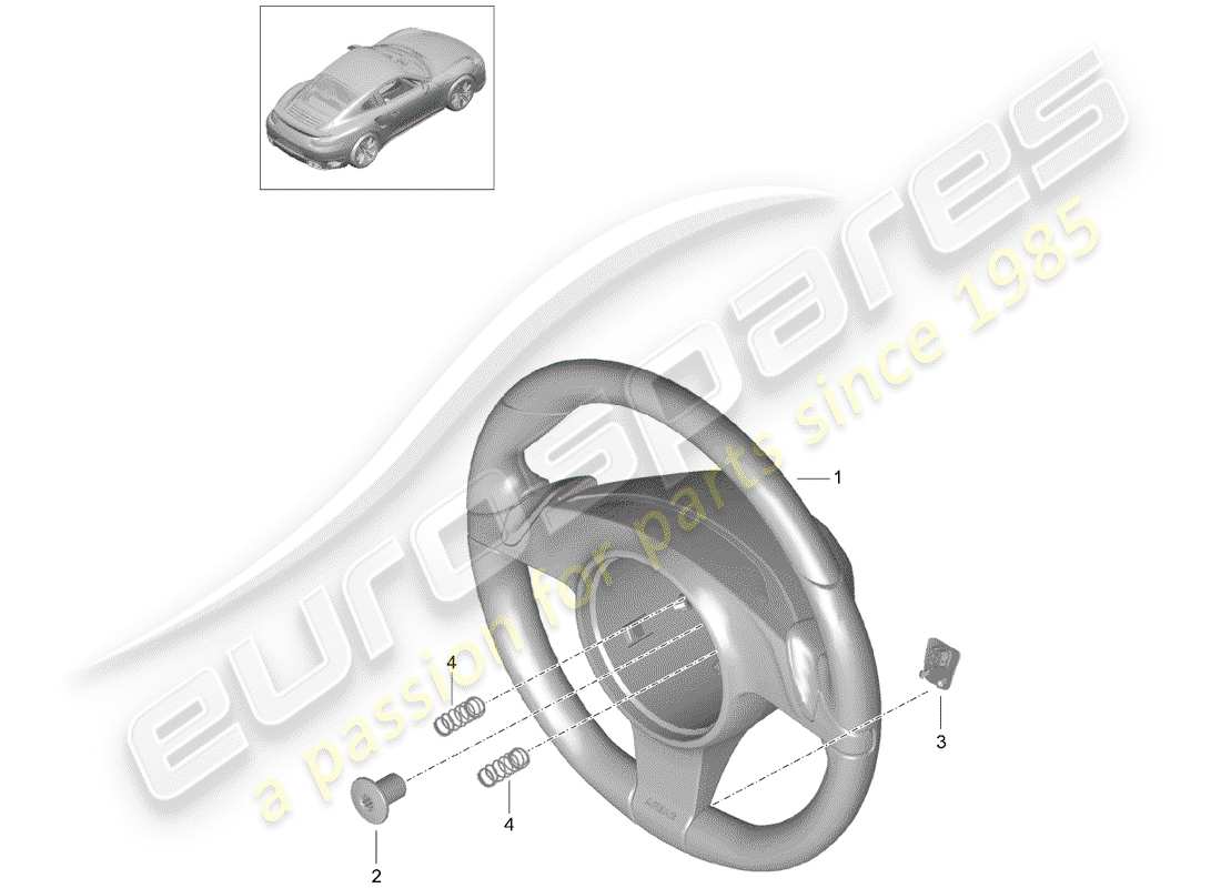 porsche 2016 (991-1 turbo) steering wheel part diagram