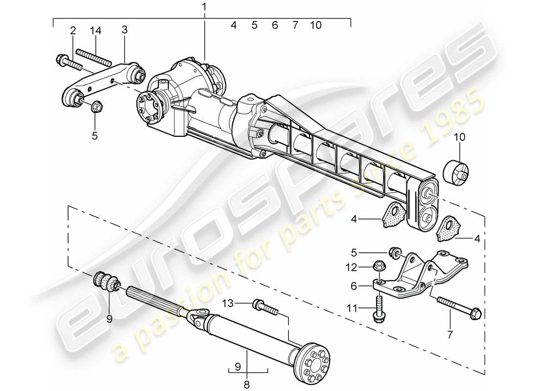 porsche 997 t/gt2 (2008) front axle differential part diagram