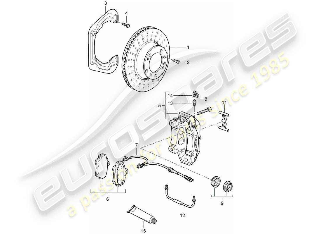 porsche 997 t/gt2 (2008) disc brakes part diagram