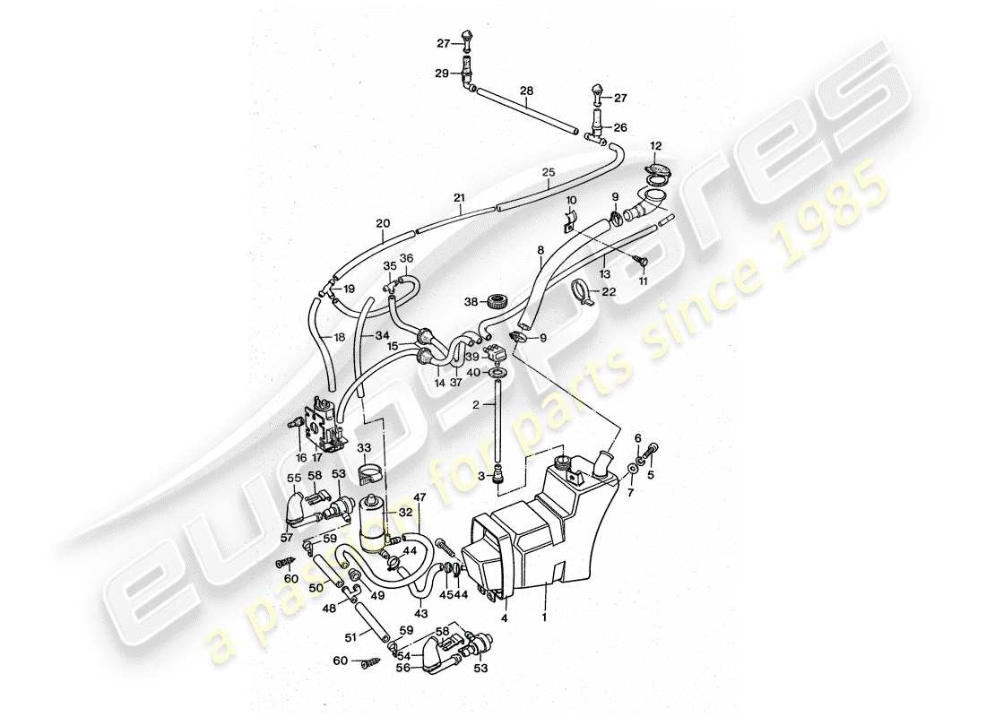 porsche 1977 (911 turbo) windshield washer unit - together with - headlight washer system part diagram