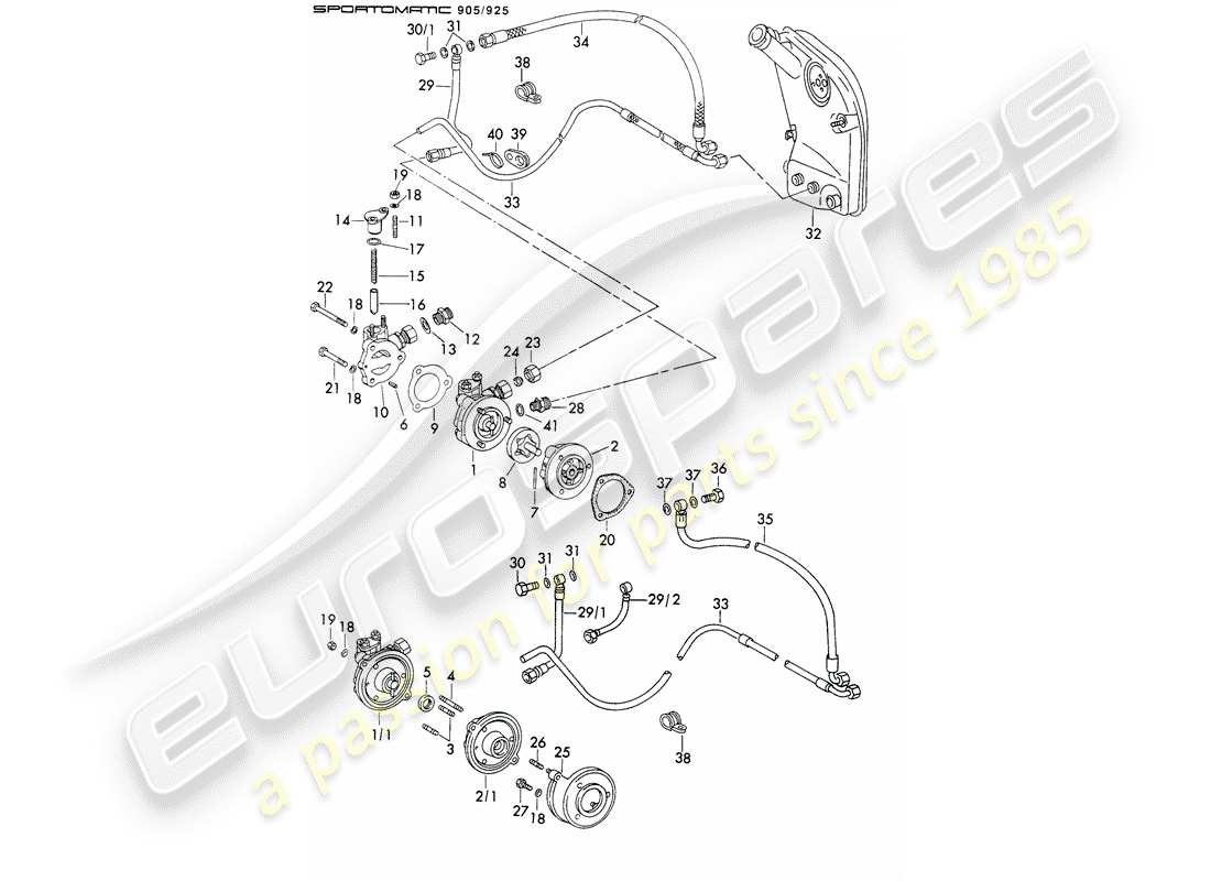 porsche 1972 (911) oil supply - for - torque converter - sportomatic - d - mj 1973>> part diagram