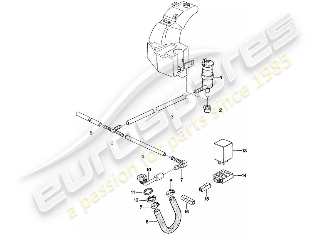 porsche 1983 (924) headlight washer system parts diagram